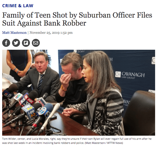 WTTW: Family of Teen Shot by Suburban Officer Files Suit Against Bank Robber