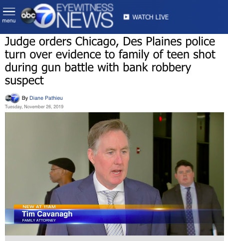 ABC 7 CHICAGO: Judge Orders Chicago, Des Plaines Police Turn Over Evidence to Family of Teen Shot During Gun Battle With Bank Robbery Suspect
