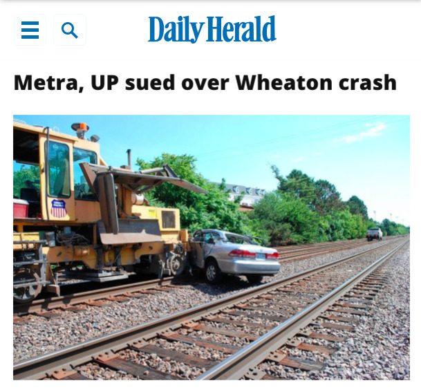 DAILY HERALD: Metra, UP Sued Over Wheaton Crash