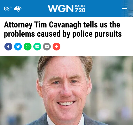WGN RADIO: Attorney Tim Cavanagh Tells Us the Problems Caused by Police Pursuits